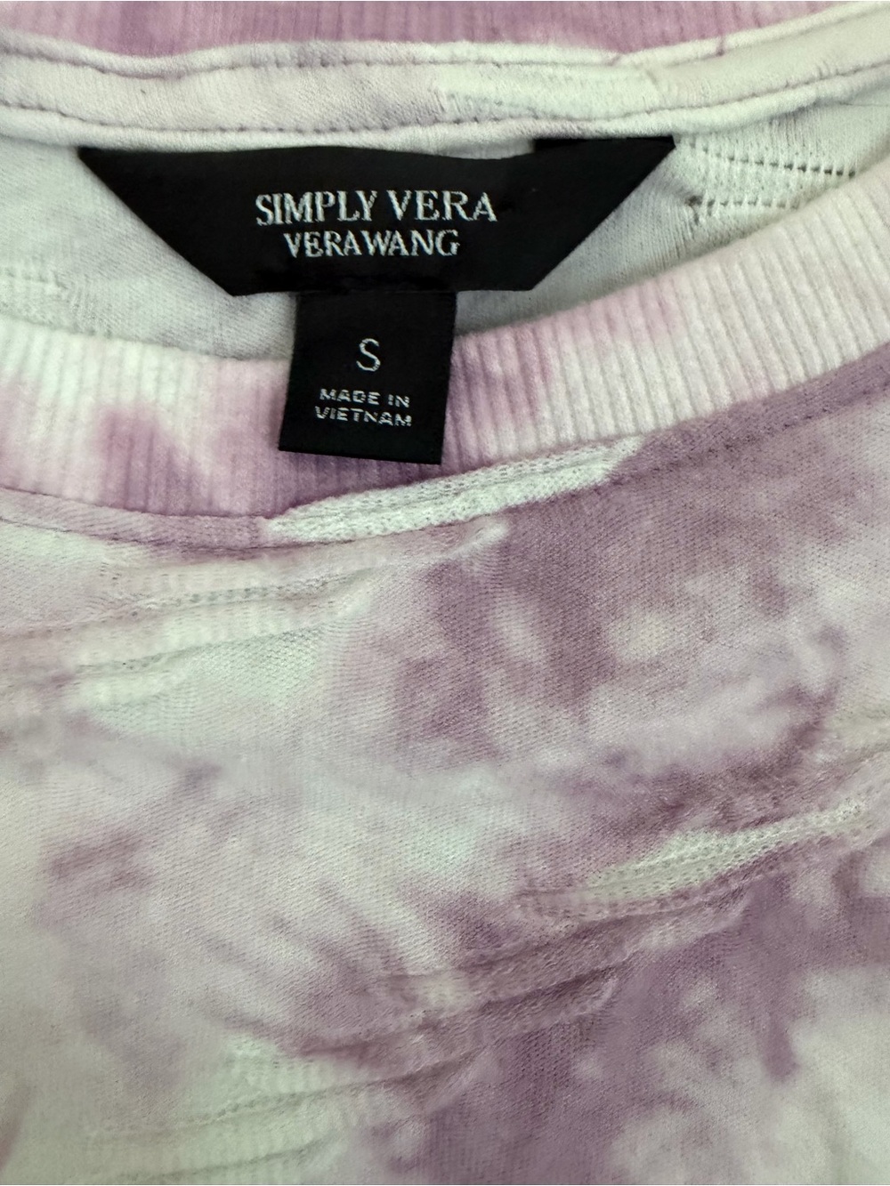 Simply Vera Vera Wang Lavender and White Tie-Dye Crewneck Sweatshirt Size Small - Picture 4 of 9